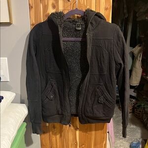 Marc by Marc Jacobs Black Bomber Jacket with Sherpa Lining